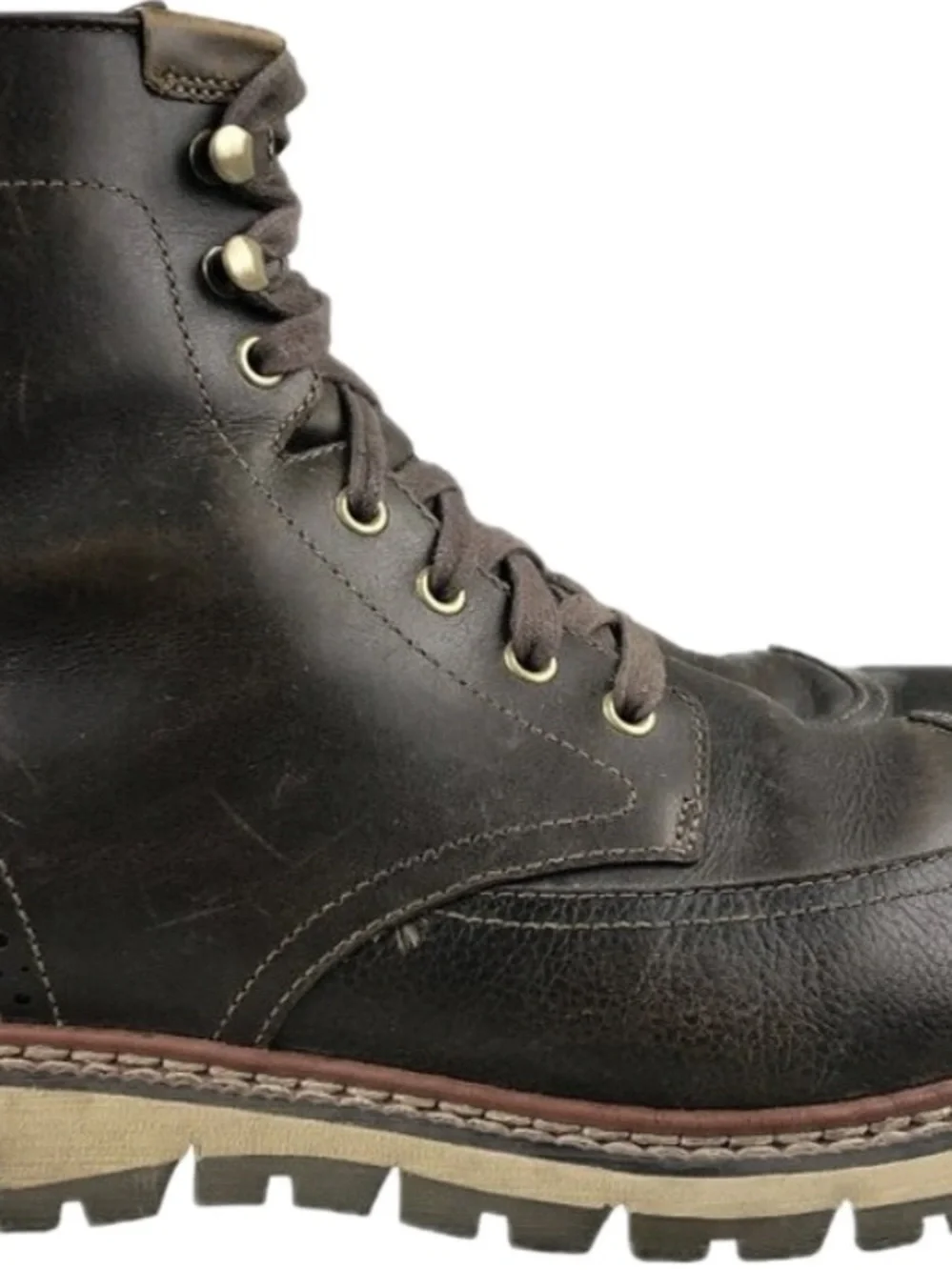 Timberland Britton Hill Chocolate Brown Leather Wingtip Oxford Boots. Men’s 10.5
